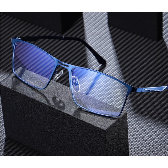 Niebieskie męskie okulary do komputera BLUE LIGHT zerówki 2553D